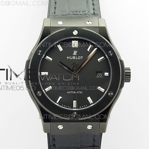 B50공장 클레식퓨전 42미리 DLC 블랙다이얼 거미스트랩 Classic Fusion 42mm DLC B50F Black Dial On Black Gummy Strap A2892