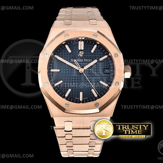 OM공장 오데마피게 로얄오크 41MM 로골 블루다이얼 브레이슬릿 Royal Oak 41mm 15500 Basel 2019 RG/RG Blue OMF MY9015