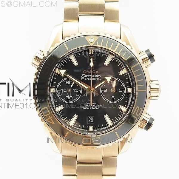 OM공장 오메가 씨마스터 크로노그래프 로즈골드금장 블랙다이얼 브레이슬릿 SEAMASTER PROFESSIONAL CHRONO RG BLACK CERAMIC BLACK DIAL ON RG BRACELET A9300