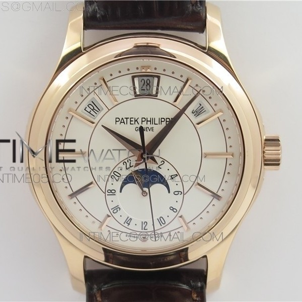 GR공장 파텍필립 애뉴얼 캘린더 로골 실버다이얼 가죽스트랩 Annual Calendar Complications 5205R GRF RG Silver dial on Brown leather strap