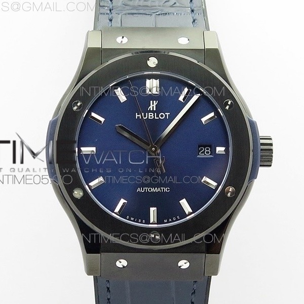 B50공장 클레식퓨전 42미리 DLC 블루다이얼 거미스트랩 Classic Fusion 42mm DLC B50F Blue Dial On Blue Gummy Strap A2892
