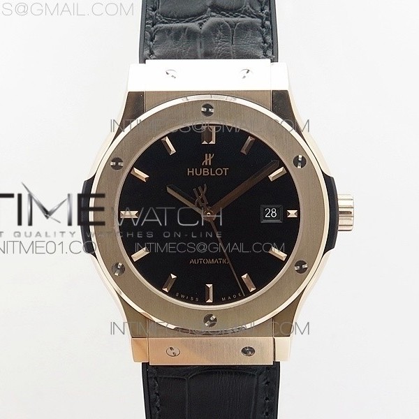JJ공장 위블로 클래식퓨전 로즈골드금통 블랙다이얼 블랙가죽스트랩 CLASSIC FUSION 42MM RG BLACK DIAL ON GUMMY STRAP A2892