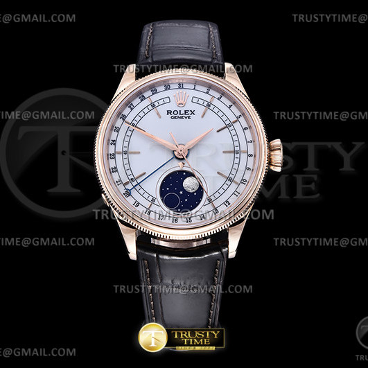 BP공장 셀리니 로골 문페이즈 화이트다이얼 가죽스트랩 Cellini 50535 Moonphase RG/LE Wht BPF Asia 3195 Mod