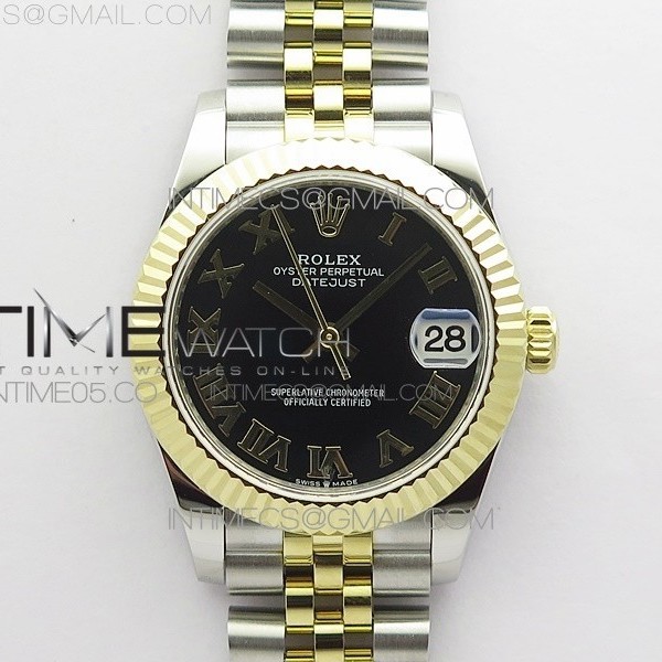 BP 롤렉스 데이저스트 31 옐로우골드콤비 블랙다이얼 2813 Datejust 31mm 278273 SS/YG BP Best Edition Black Roman Markers Dial on SS/YG Jubilee Bracelet