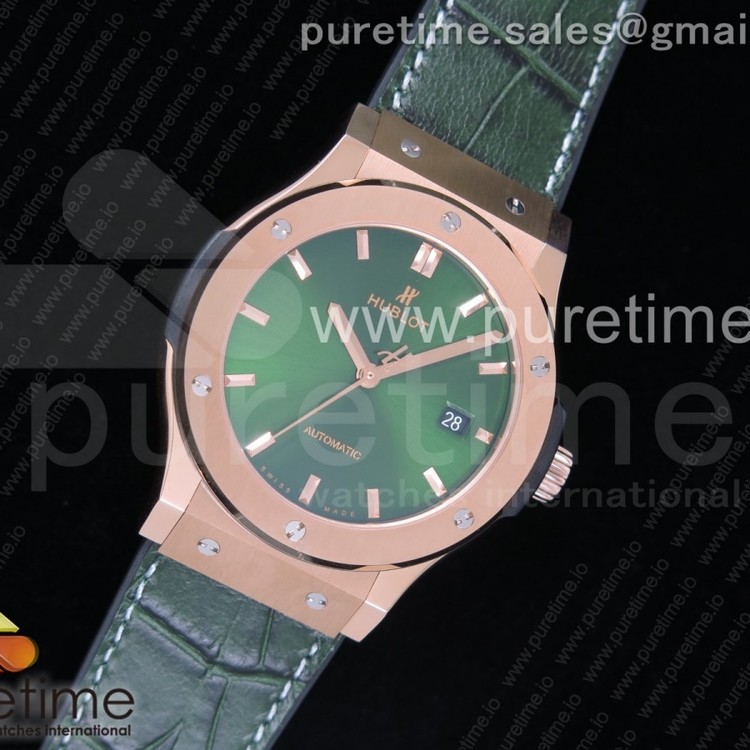 JJ공장 위블로 클래식퓨전 42 로즈골드금장 그린다이얼 그린거미스트랩 Classic Fusion 42mm RG Green Dial on Green Gummy Strap A2892