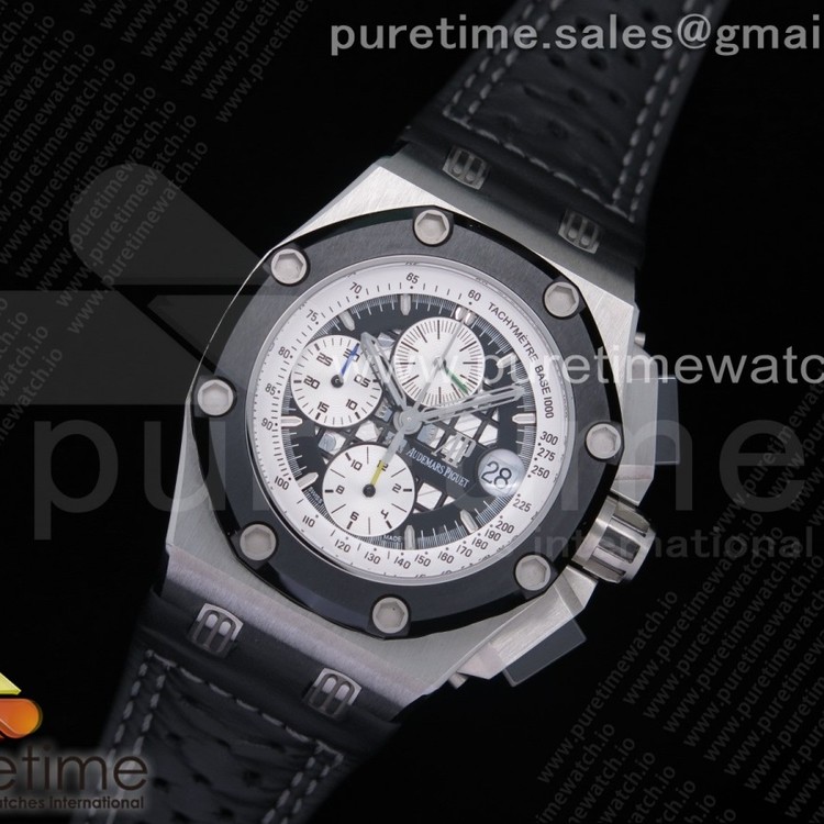 JF공장 V2 로얄오크오프쇼어 루벤 바리첼로 블랙다이얼 가죽스트랩 Royal Oak Offshore Ruben Barrichello II Skeleton Dial on Black Leather Strap A3126 V2
