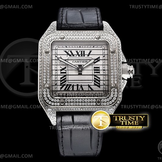 WW공장 산토스 45MM 3다이얼 가죽스트랩 Santos Triple 100 Mens XL SS/SS Triple Dial WWF