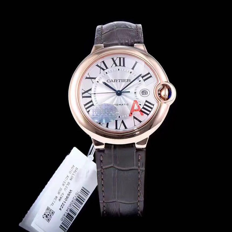 V6공장 까르띠에 발롱블루 드 까르띠에 Cartier Ballon Bleu de Cartier 42mm 금장 화이트 가죽줄
