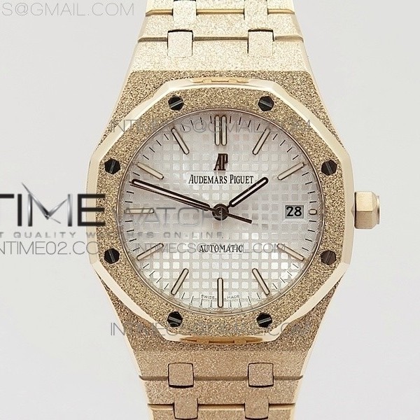 JH공장 오데마피게 로얄오크15454 로즈골드 프로스티드골드 실버다이얼 ROYAL OAK 37MM 15450 SATIN-POLISHED RG WHITE DIAL ON SS BRACELET A3120