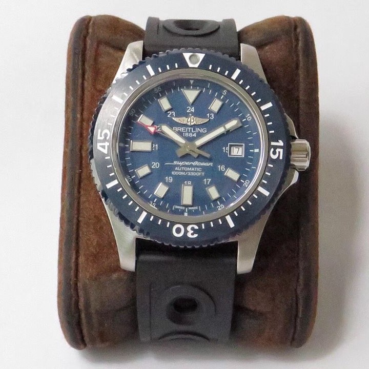 AI공장 브라이틀링 슈퍼오션 44mm 블루다이얼 러버스트랩