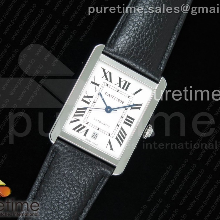 AF공장 까르띠에 탱크솔로 31mm 스틸 화이트다이얼 가죽스트랩 Tank Solo 31mm SS White Dial on Black Leather Strap A2892