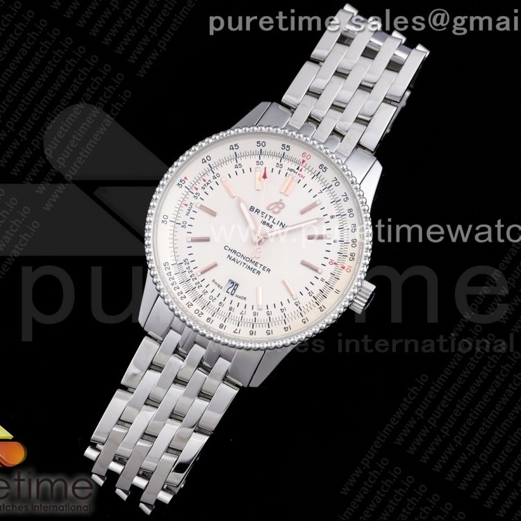 XB공장 브라이틀링 내비타이머 화이트다이얼 브레이슬릿 Navitimer 1 SS 41mm White Dial on SS Bracelet A2824