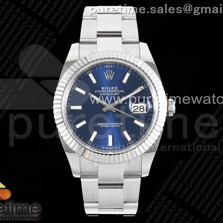 CLEAN공장 롤렉스 데이저스트 41 스틸 블루다이얼 플루티드베젤오이스터브레이슬릿 클린공장 DateJust 41 126334 Clean 1:1 Best Edition 904L Steel Blue Stick Dial on Oyster Bracelet SA3235 클린