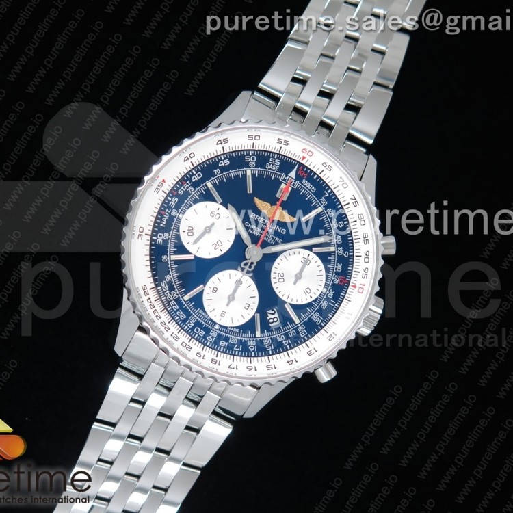 JF공장 V2 브라이틀링 내비타이머 스틸 블루다이얼 브레이슬릿 Navitimer 01 SS Blue Dial on SS Bracelet A7750
