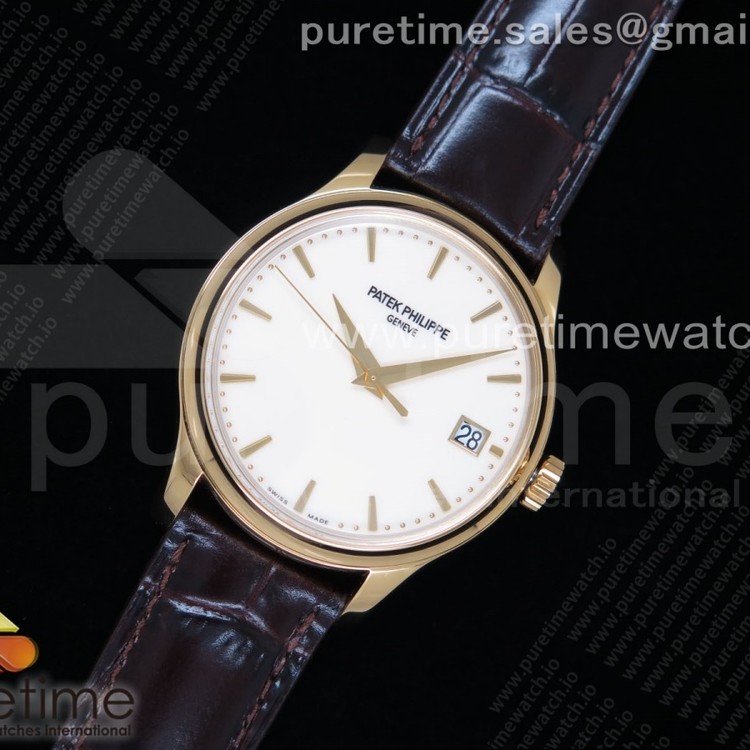 ZF공장 파텍필립 칼라트라바 옐로우골드 금통 아이보리다이얼 가죽스트랩 Calatrava 5227J YG White Dial on Brown Leather Strap A324CS