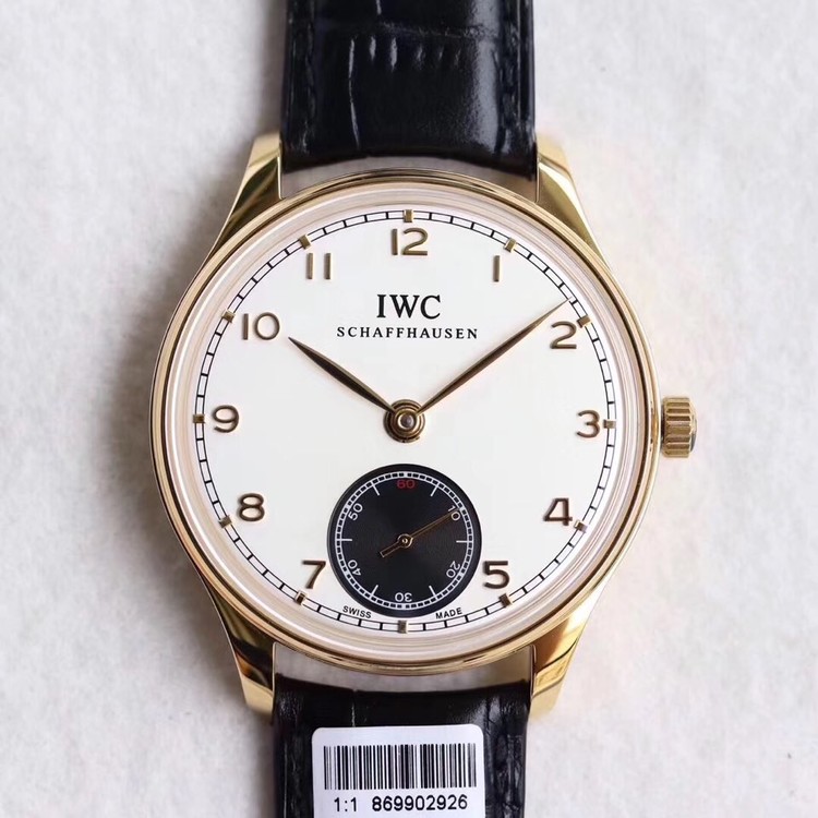 IWC 포르투기저 핸드와인딩 IW5454 옐로우골드 화이트다이얼 블랙서브다이얼 V3