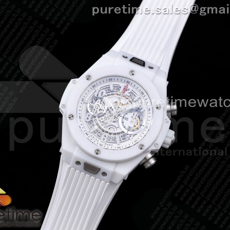 HB공장 빅뱅 유니코 화이트세라믹 러버 Big Bang Unico White Ceramic HBF 1:1 Best Edition White Skeleton Dial on White Rubber Strap A1242