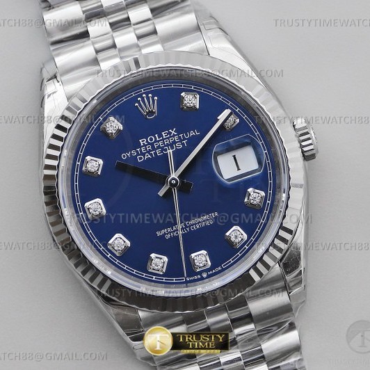 VS공장 롤렉스 데이저스트 36 텐포인트 블루다이얼 플루티드베젤 쥬빌레브레이슬릿 DateJust 36 SS 126234 VSF 1:1 Best Edition 904L Steel Blue Diamonds Dial on Jubilee Bracelet VS3235