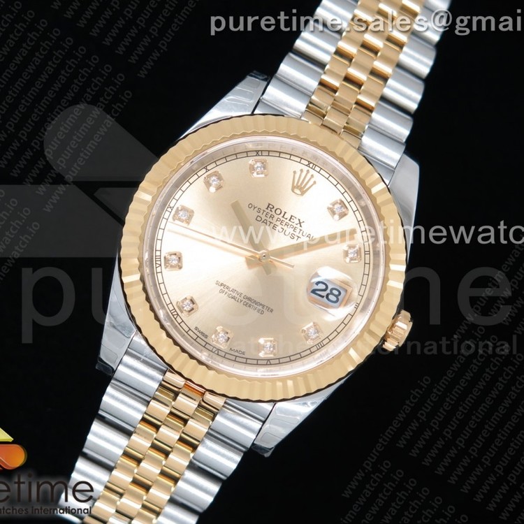 DJ공장 롤렉스 데이저스트 41 옐로우골드 콤비 샴페인다이얼 쥬빌레 DateJust 41 126333 904L SS/YG YG Dial Diamonds Markers on Jubilee Bracelet A2836