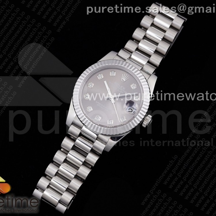 GM공장 롤렉스 데이저스트 31 그레이다이얼 브레이슬릿 DateJust 31 Ladies 278289 GMF 316L Steel Gray Dial Diamonds Markers on President Syle Bracelet