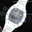 KV공장 리차드밀 RM011 화이트세라믹케이스 스켈레톤다이얼 러버스트랩 RM011 Real White Ceramic Chronograph Crystal Skeleton Dial Blue on White Rubber Strap A7750