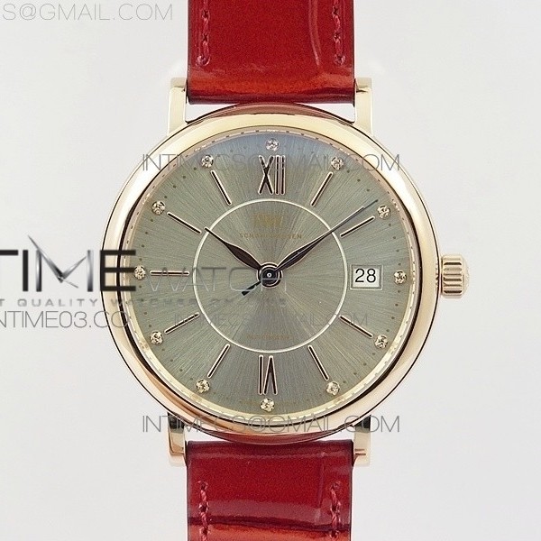 MK공장 IWC 포르토피노 IW458101 다이아베젤 로즈골드금장 실버다이얼 가죽스트랩 IWC PORTOFINO IW458101 DIAMOND BEZEL RG SILVER DIAL ON RED LEATHER STRAP MIYOTA 9015
