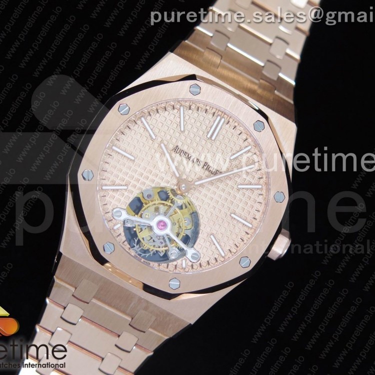 오데마피게 로얄오크 로즈골드 투어빌론 로즈골드다이얼 브레이슬릿 Royal Oak RG Tourbillon Rose Gold Textured Dial on SS Bracelet