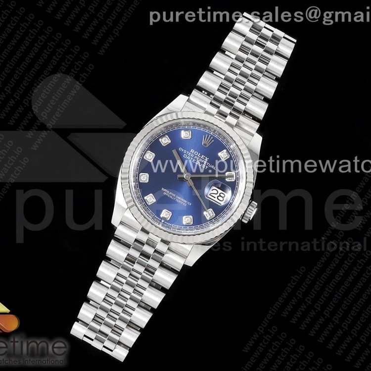 Clean공장 롤렉스 데이저스트 36 블루다이얼 텐포인트인덱스 플루티드베젤 쥬빌레브레이슬릿 DateJust 36 126234 Clean 1:1 Best Edition 904L Steel Blue Diamonds Dial on Jubilee Bracelet VR3235 클린공장