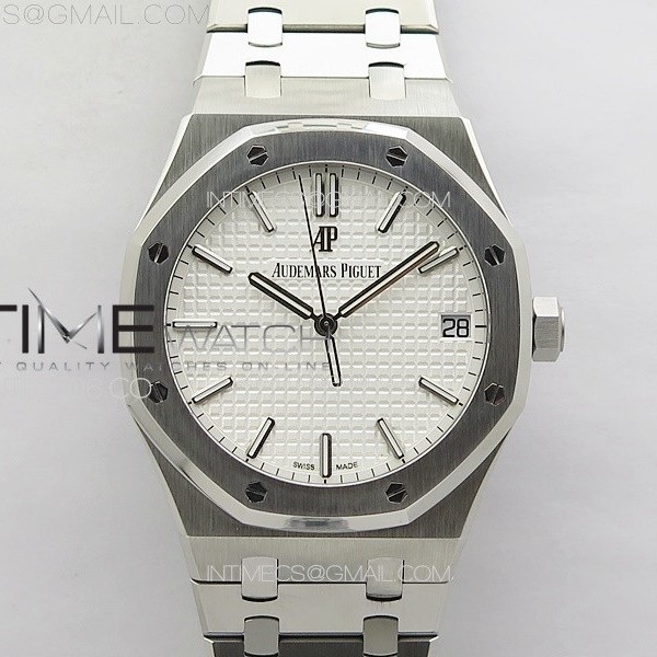 APS공장 오데마피게 로얄오크 15500 스틸 실버다이얼 브레이슬릿 Royal Oak 41mm 15500 SS APSF 1:1 Best Edition Silver Textured Dial on SS Bracelet A4302 Super Clone