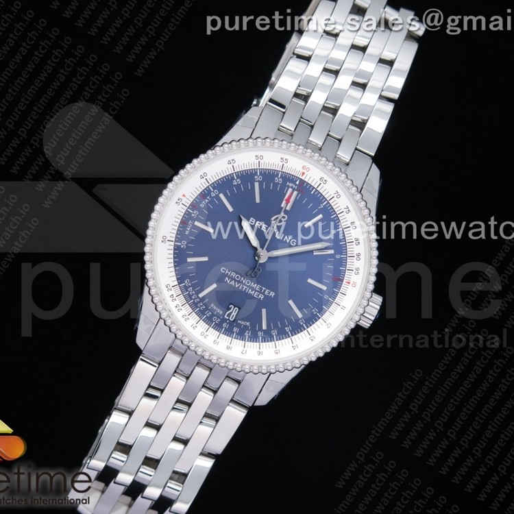 KOR공장 브라이틀링 내비타이머 38미리 블루다이얼 브레이슬릿 Navitimer 1 38mm SS Blue Dial White Inner Bezel on SS Bracelet SW200