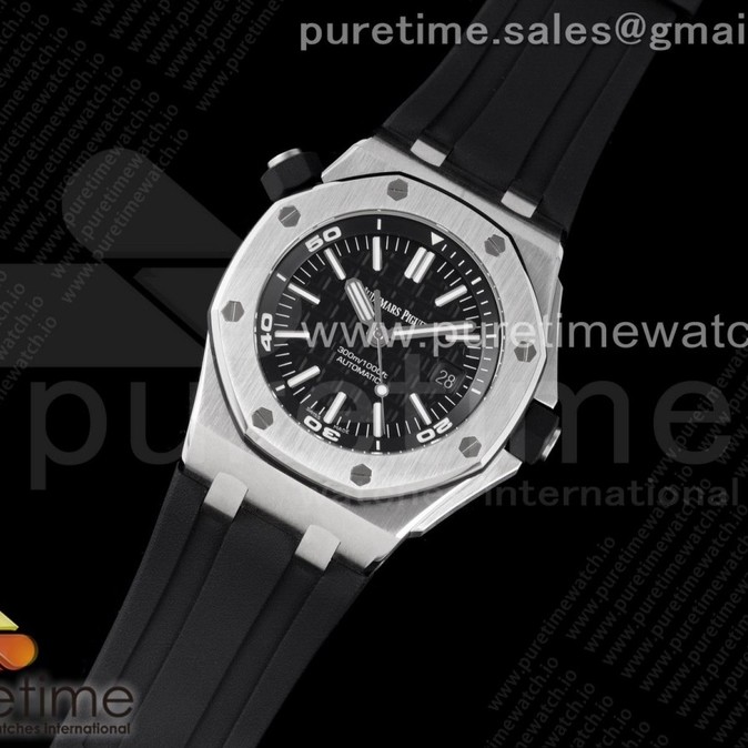 ZF공장 로얄오크 오프쇼어 다이버 15710 러버밴드 Royal Oak Offshore Diver 15710 ZF 1:1 Best Edition Black Dial on Black Rubber Strap A3120