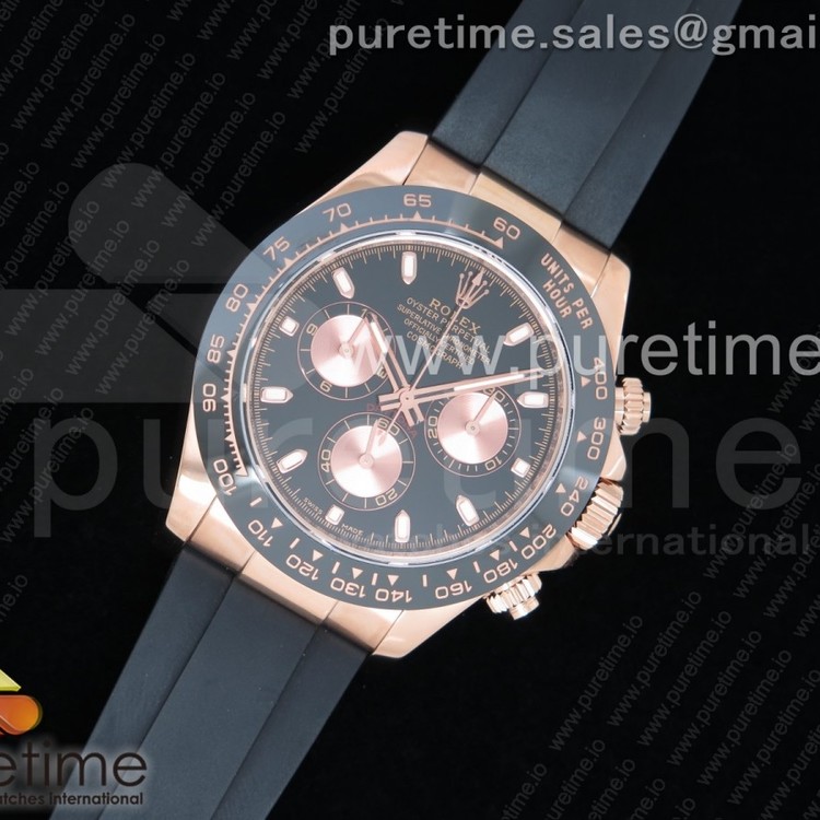 AR공장 v2 롤렉스 세라믹 데이토나 로즈골드 금통 블랙다이얼 블랙러버스트랩 Daytona 116515 Black Dial on Black Rubber Strap A4130 Super Clone V2