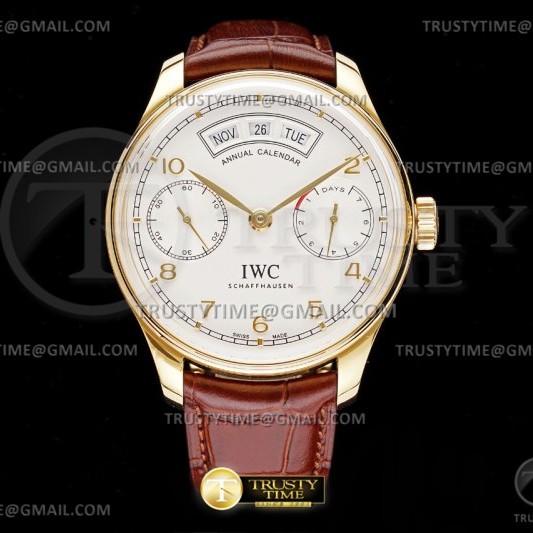 AZ공장 IWC 포르투기저 애뉴얼캘린더 옐로우골드금통 화이트다이얼 가죽스트랩 Portugieser Annual Cal YG/LE Wht/YG AZF A52850
