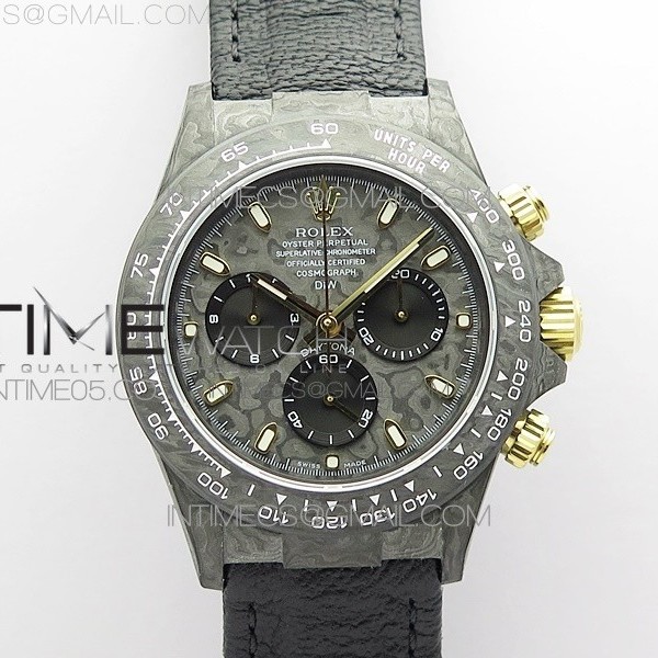 OM공장 데이토나 DIW 카본 나일론스트랩 4130 Daytona DIW Carbon OMF Best Edition DIW Carbon Dial on Dark Black Leathe Strap A4130