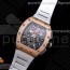 KV공장 V3 RM011 로골 크리스탈다이얼 러버 RM011 RG Chrono KVF 1:1 Best Edition Crystal Dial Black on White Rubber Strap A7750 V3