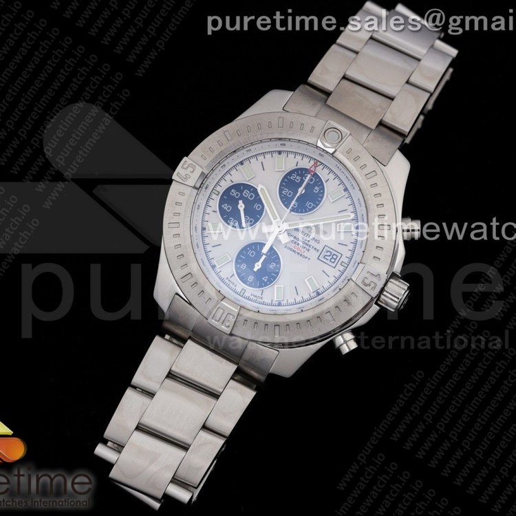 OX공장 브라이틀링 어벤져 크로노 화이트다이얼 브레이슬릿 Avenger Chronograph 43mm SS White Dial on SS Bracelet A7750