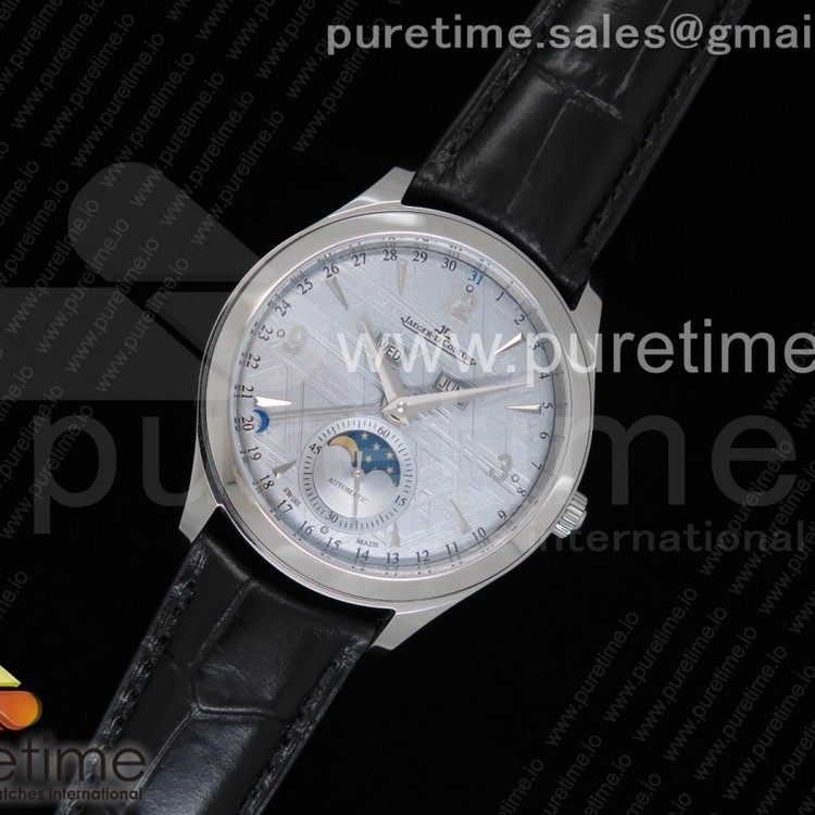 om공장 예거르쿨트르 마스터캘린더 그레이텍스쳐다이얼 가죽스트랩 Master Calendar Gray Textured Dial on Black Leather Strap A866