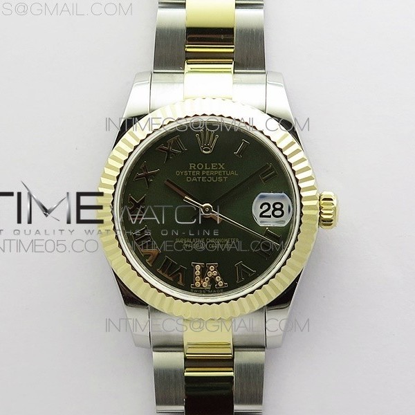 BP 롤렉스 데이저스트 31 옐로우골드콤비 그린다이얼 2813 Datejust 31mm 278273 SS/YG BP Best Edition Brown Roman Markers Dial on SS/YG Oyster Bracelet