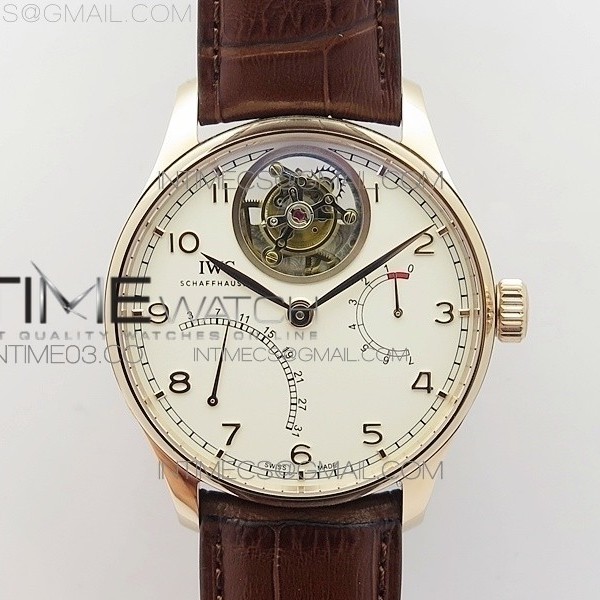 ZF공장 IWC 포르투기즈 투어빌론 IW504602 로즈골드금장 화이트다이얼 가죽스트랩 IWC PORTUGUESE TOURBILLON IW504602 RG WHITE DIAL ON BROWN LEATHER STRAP