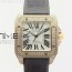 V6공장 까르띠에 산토스 레이디 38mm 로즈골드 풀다이아몬드케이스 브라운가죽스트랩 SANTOS LADIES 38MM RG FULL PAVED DIAMONDS CASE WHITE DIAL ON BROWN LEATHER STRAP A2824