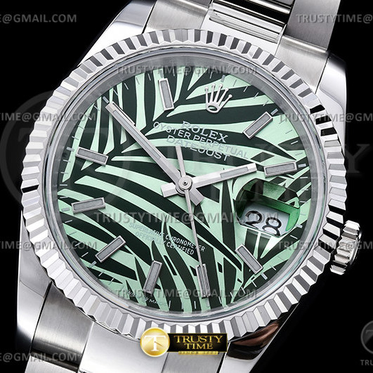 BP공장 롤렉스 데이저스트 36 스틸 그린 팜다이얼 플루티드베젤 오이스터브레이슬릿 DJ 36mm Oys Flt SS/SS Green Palm/Stk BPF A2824