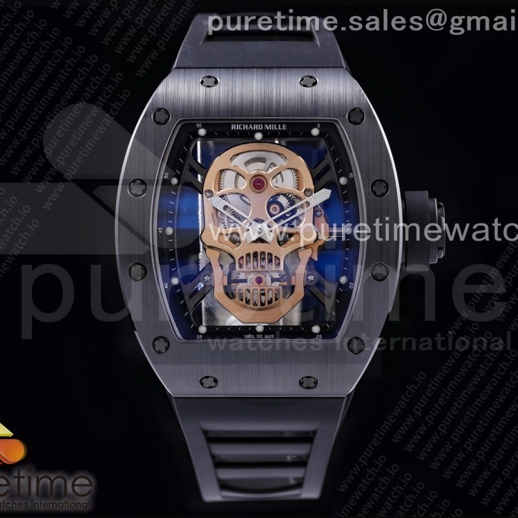 ZF공장 리차드밀 RM052 세라믹 로골 리얼투어빌론 러버스트랩 RM052 Skull Black Ceramic RG Skeleton Dial on Black Rubber Strap NH05A