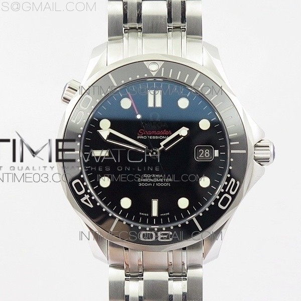 MK공장 V3 오메가 씨마스터 다이버 300M 스틸 블랙다이얼 브레이슬릿 SEAMASTER 300M SS BLACK DIAL BLACK CERAMIC BEZEL ON SS BRACELET A2824