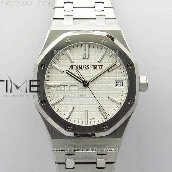 ZF공장 오데마피게 로얄오크 15510 50주년기념판 화이트다이얼 브레이슬릿 Royal Oak 41mm 15510 50th SS ZF 1:1 Best Edition Silver White Textured Dial on SS Bracelet A4302 (Free Box)