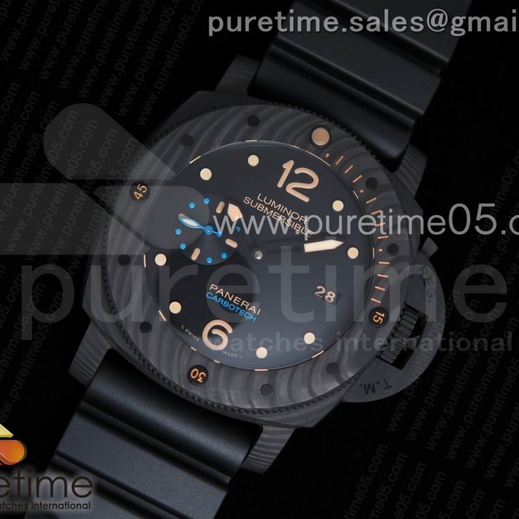 VS공장 파네라이 PAM616 섭머저블 카보테크 PAM 616 CARBOTECH BLUE LOGO BLACK RUBBER STRAP P9000