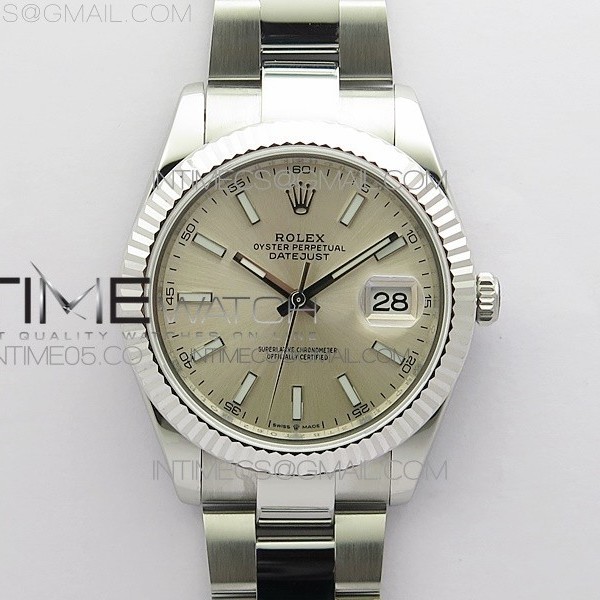 RO공장 롤렉스 데이저스트 41 실버다이얼 DateJust 41MM 126334 904L SS ROF 1:1 Best Edition Silver Dial Stick Markers on SS Oyster Bracelet A3235