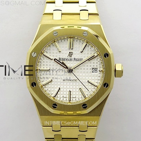 IP공장 오데마피게 로얄오크 15450 옐로우골드금통 실버다이얼 브레이슬릿 Royal Oak 37mm 15450 YG IPF 1:1 Best Edition Silver Dial on YG Bracelet SA3120 Super Clone