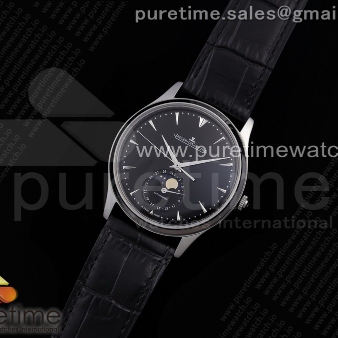 AZ공장 예거 울씬문 블랙다이얼 가죽스트랩 Master Ultra Thin Moon SS AZF 1:1 Best Edition Black Dial on Black Leather Strap A925