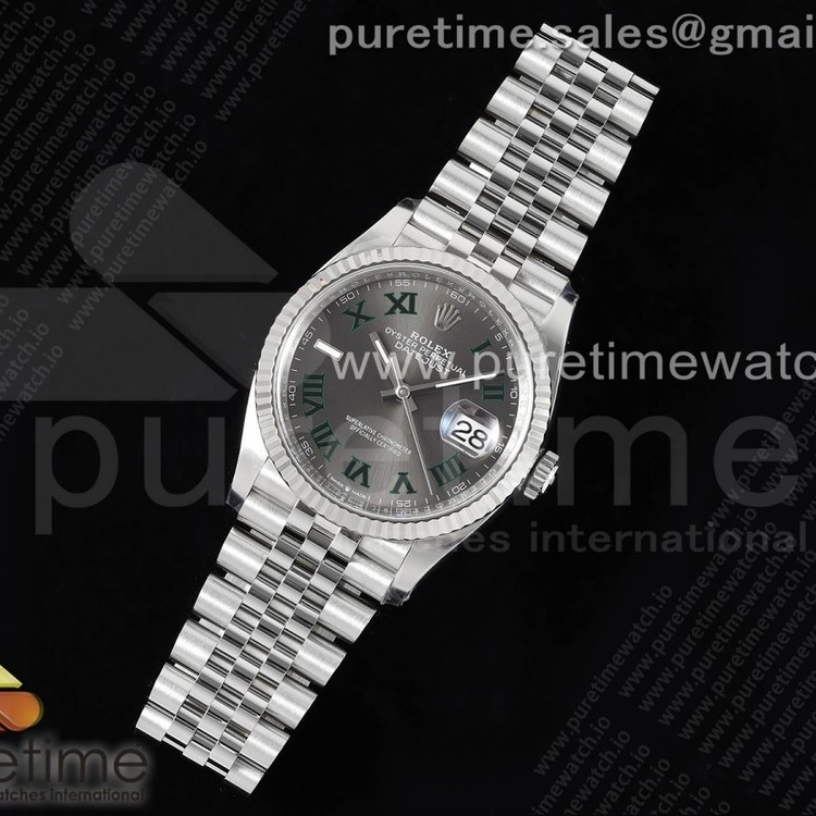 Clean공장 롤렉스 데이저스트 36 스틸 윔블던 슬레이트로만 그레이다이얼 쥬빌레브레이슬릿DateJust 36 126234 Clean 1:1 Best Edition 904L Steel Gray Dial Green Roman Markers on Jubilee Bracelet VR3235 클린공장