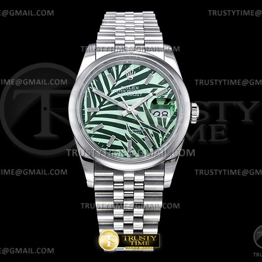 BP공장 롤렉스 데이저스트 36 스틸 그린 팜다이얼 돔베젤 쥬빌레브레이슬릿 DJ 36mm Jub Smt SS/SS Green Palm/Stk BPF A2824